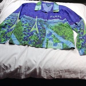 Artscape women's long sleeved button down shirt size XL